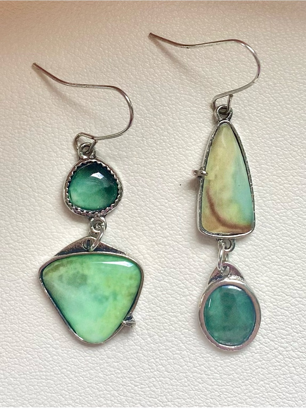 Silver Green Jasper Drop Earrings